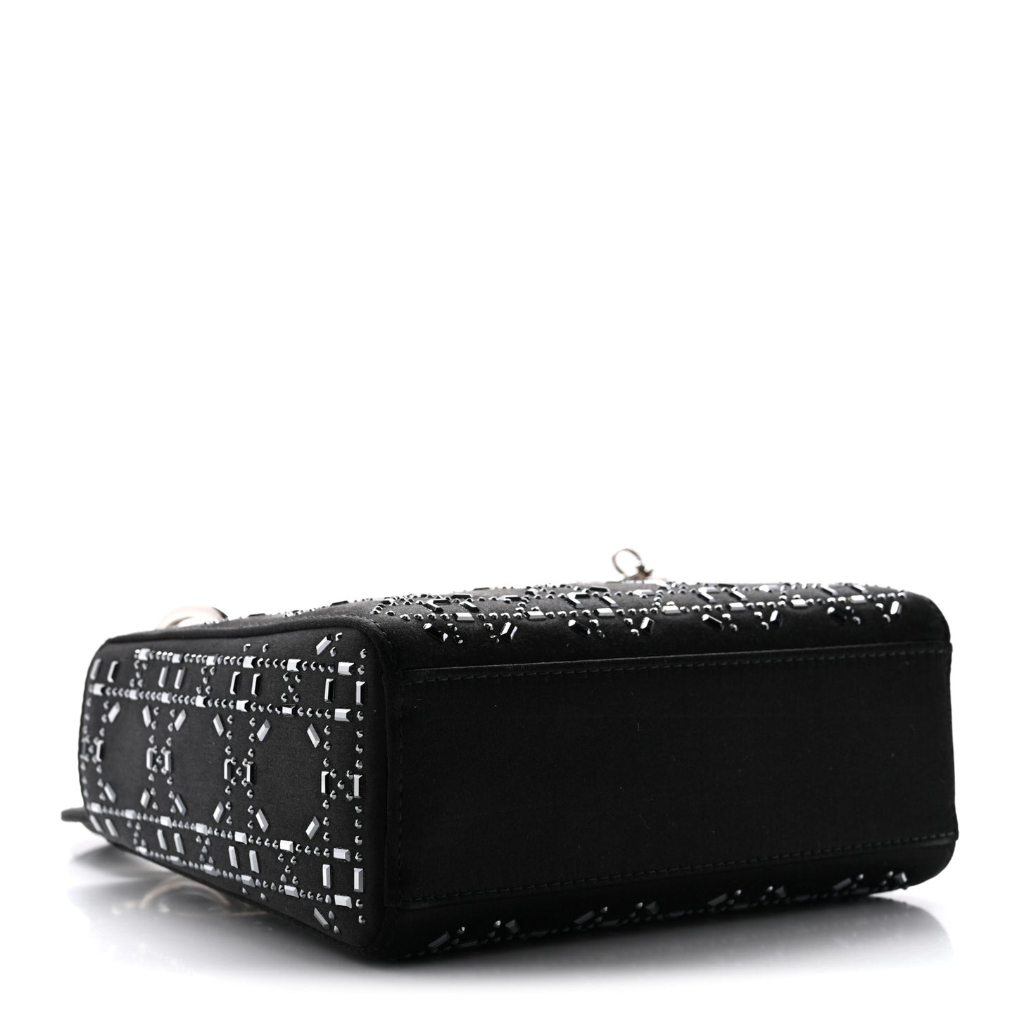 Satin Crystal Cannage Mini Lady Dior Black
