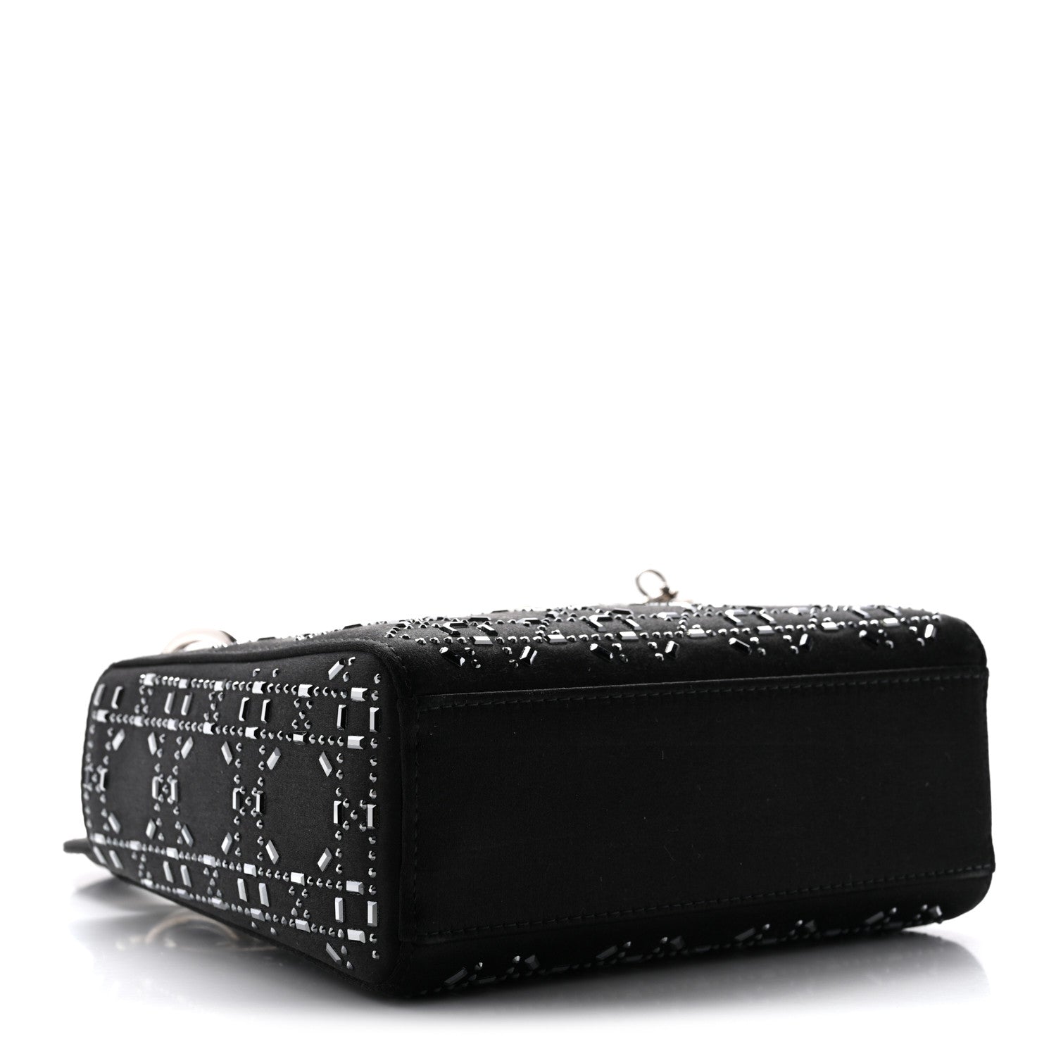 Christian Dior Satin Crystal Cannage Mini Lady Dior Black 4 of 13