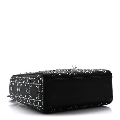 Christian Dior Satin Crystal Cannage Mini Lady Dior Black 4 of 13
