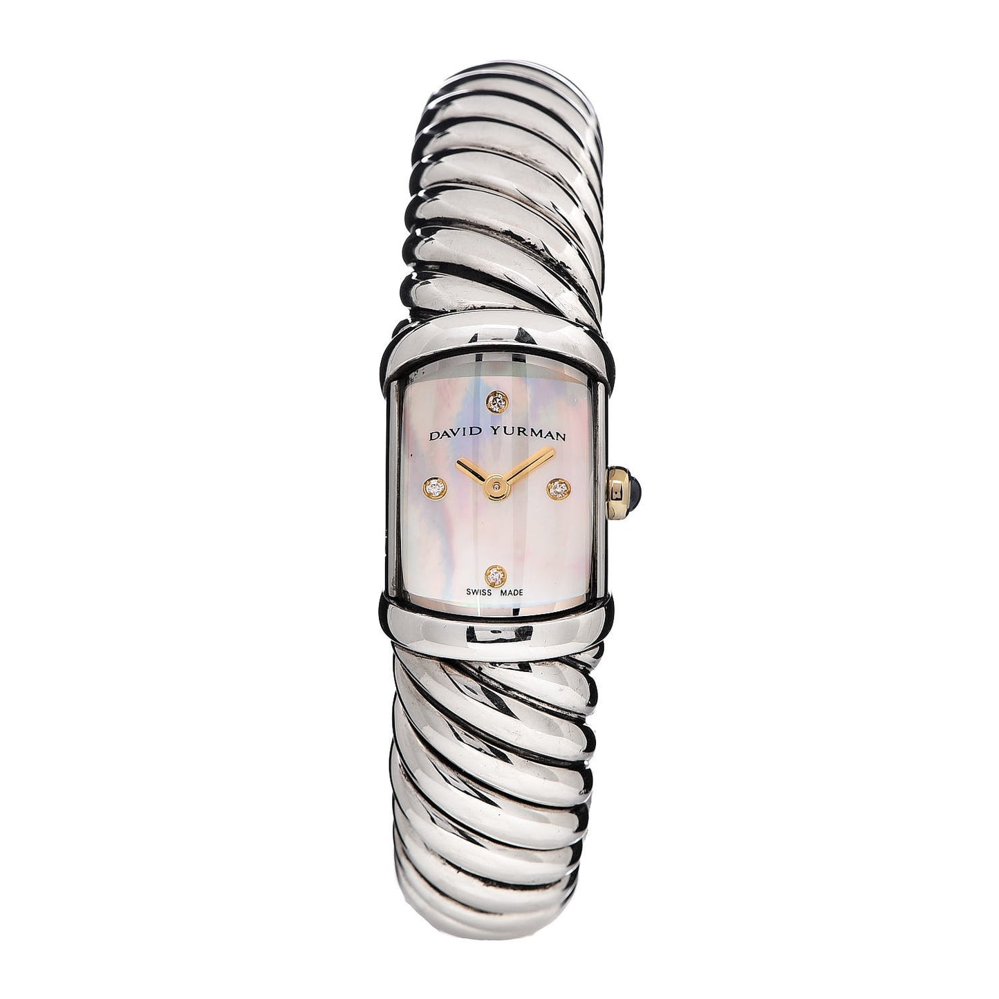 Sterling Silver 18K Yellow Gold Diamond Mother of Pearl 19mm Waverly Quartz Watch