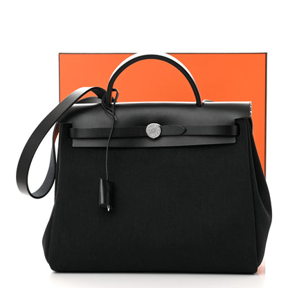 Hermes Military Toile Vache Hunter Herbag Zip Retourne 31 PM Black 12 of 12