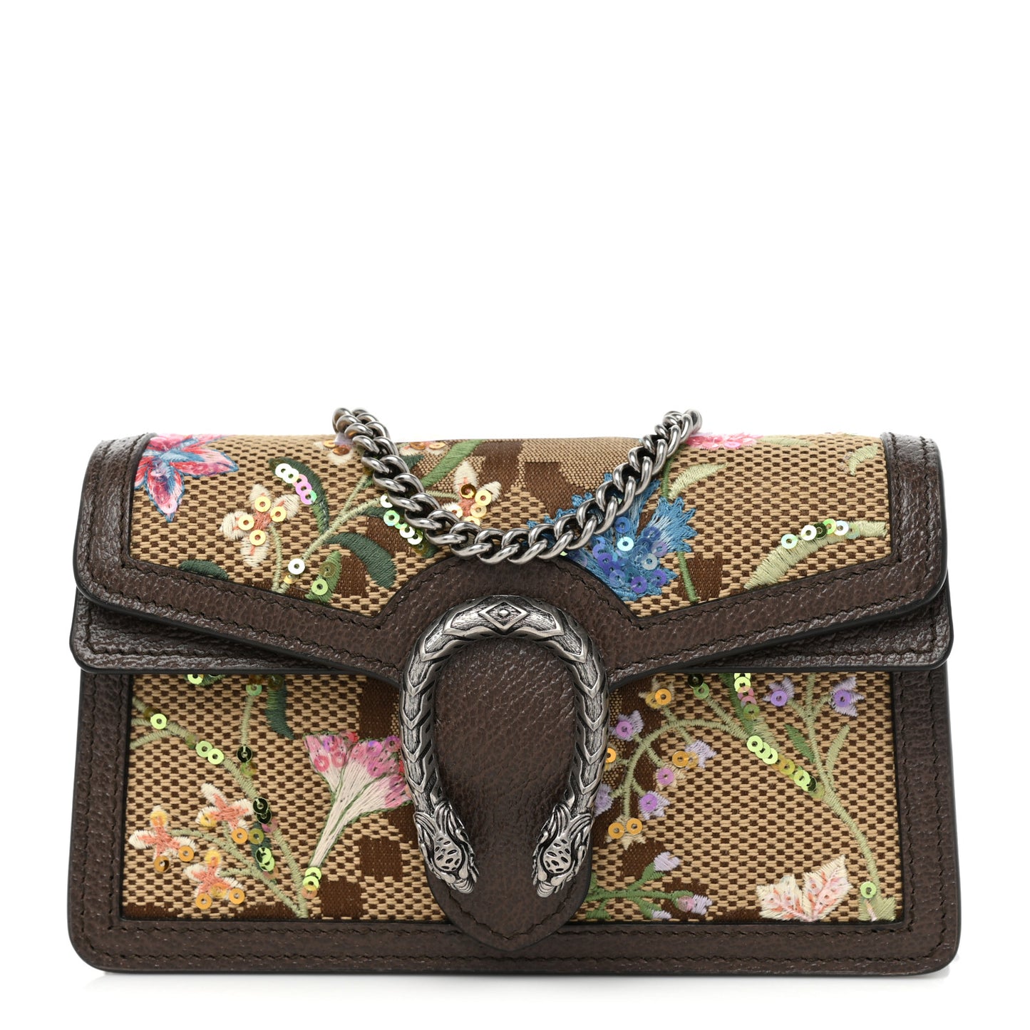 Monogram Jumbo GG Textured Dollar Calfskin Embroidered Super Mini Dionysus Shoulder Bag Camel Ebony New Acero Multicolor