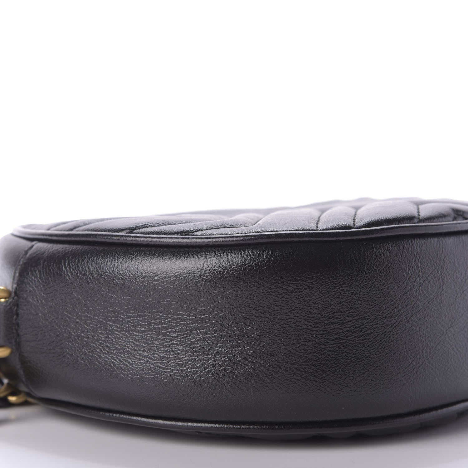 Gucci Azalea Calfskin Matelasse Heart Mini GG Marmont Round Shoulder Bag Black 6 of 9