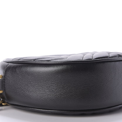 Gucci Azalea Calfskin Matelasse Heart Mini GG Marmont Round Shoulder Bag Black 6 of 9
