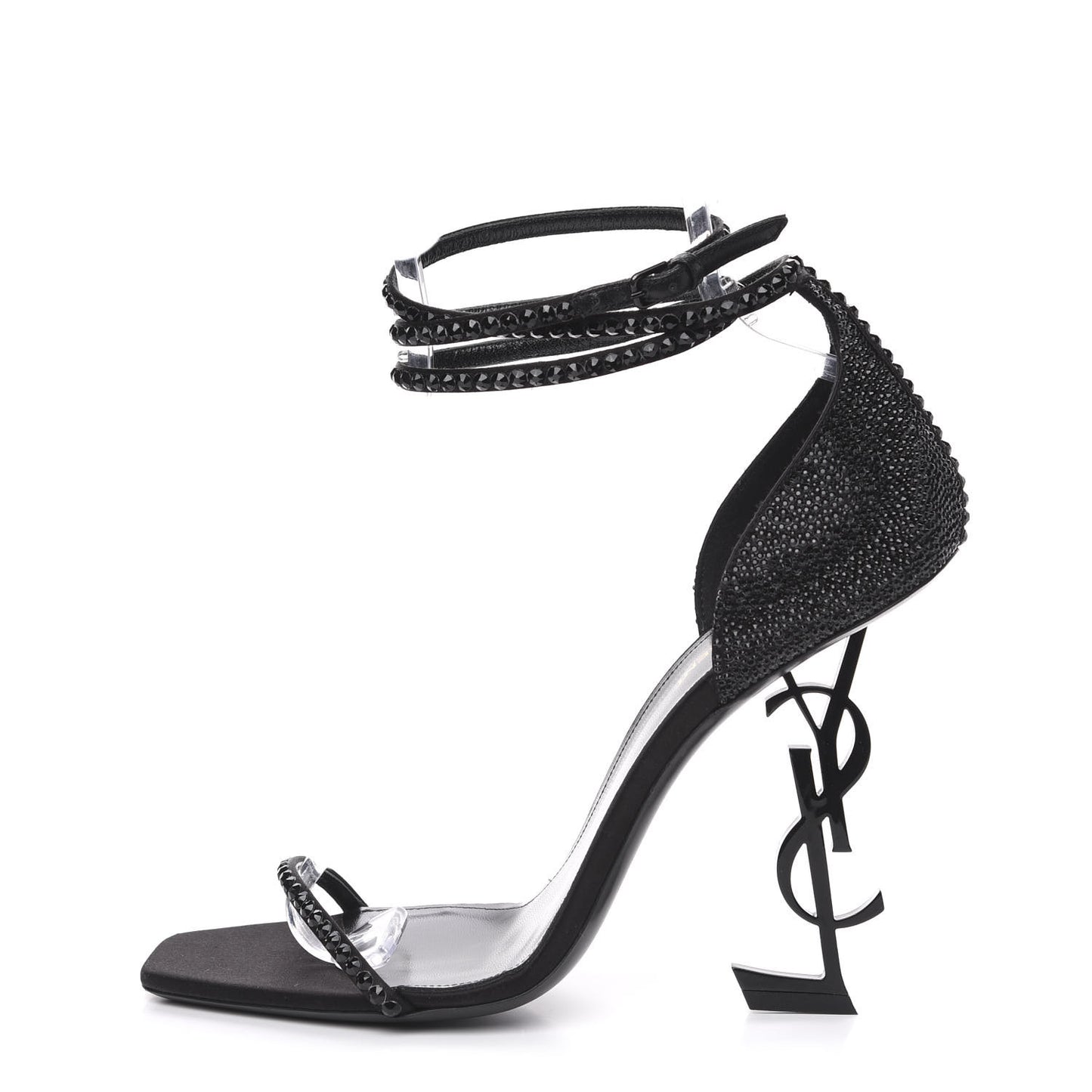Satin Crystal Opyum Sandals 12 Black