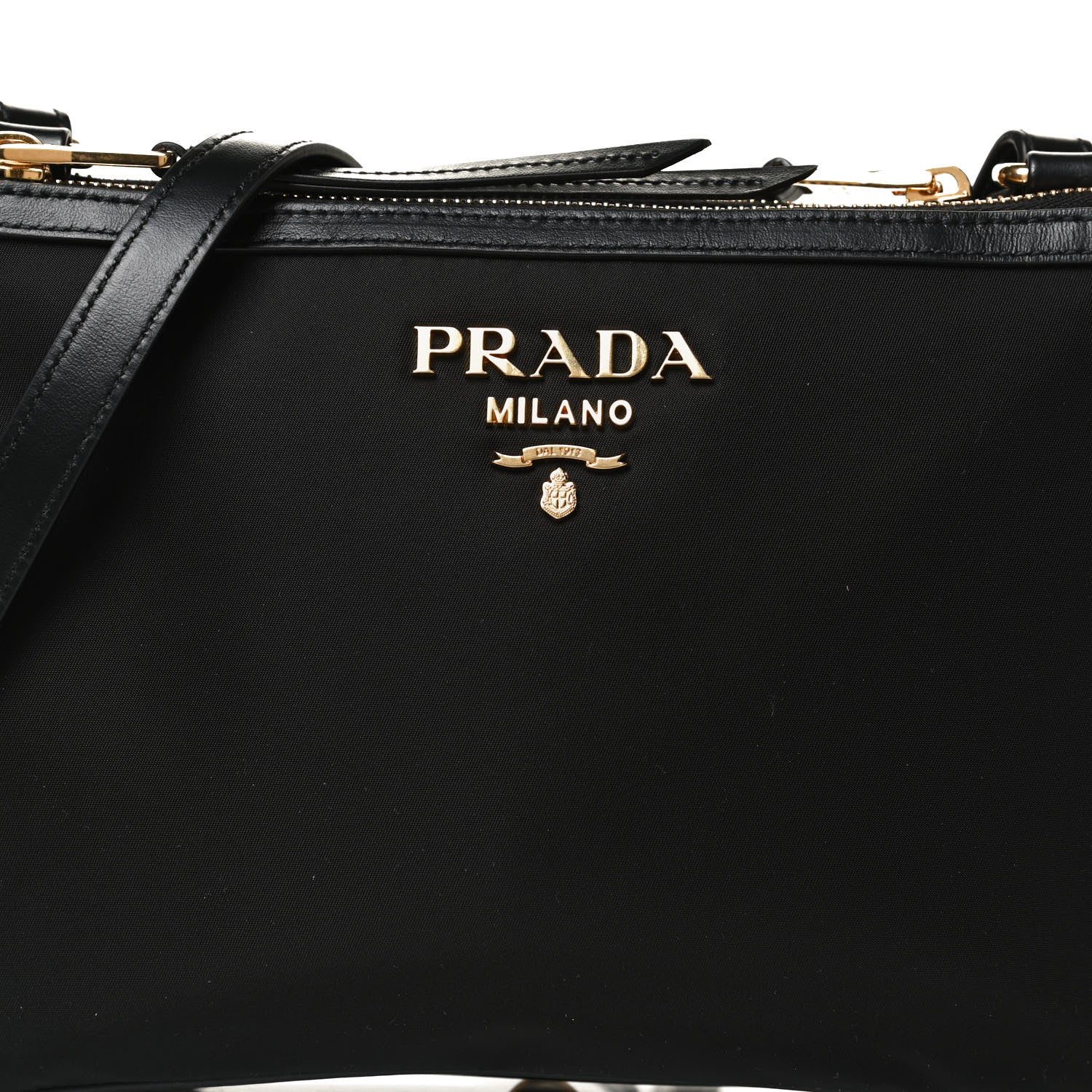 Prada Tessuto Nylon Soft Calf Double Zip Crossbody Bag Black 6 of 10