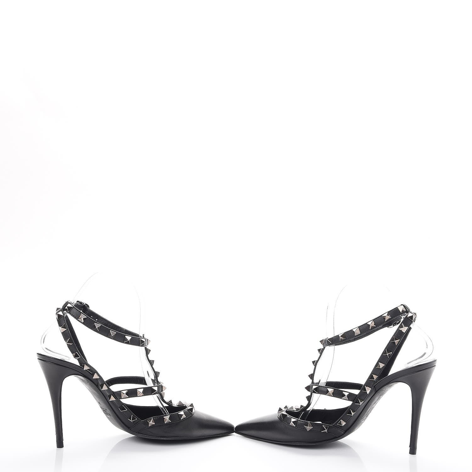 Valentino Garavani Nappa Rockstud Ankle Strap Pumps 38 Black 5 of 20