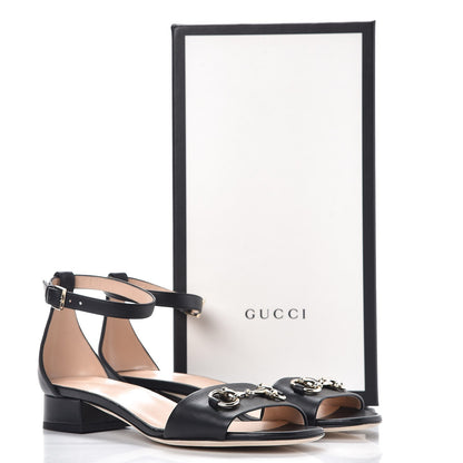 Gucci Calfskin Miro Soft Liliane Horsebit Sandals 38.5 Black 8 of 11