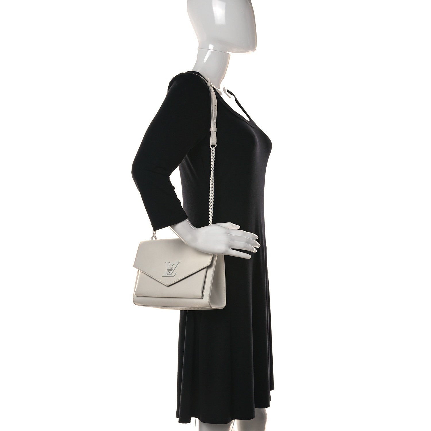 Louis Vuitton Soft Calfskin Mylockme Chain Bag BB White 2 of 16