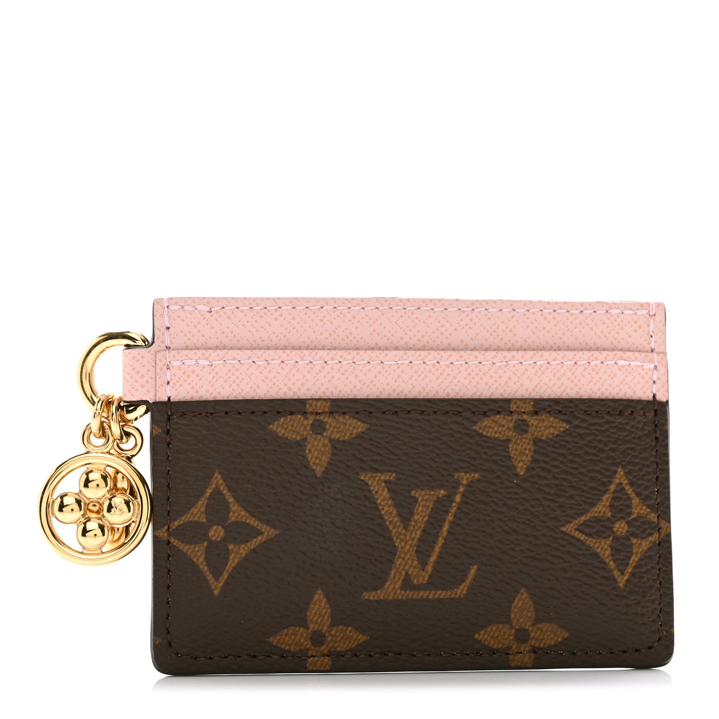 Monogram LV Charms Card Holder Rose Ballerine