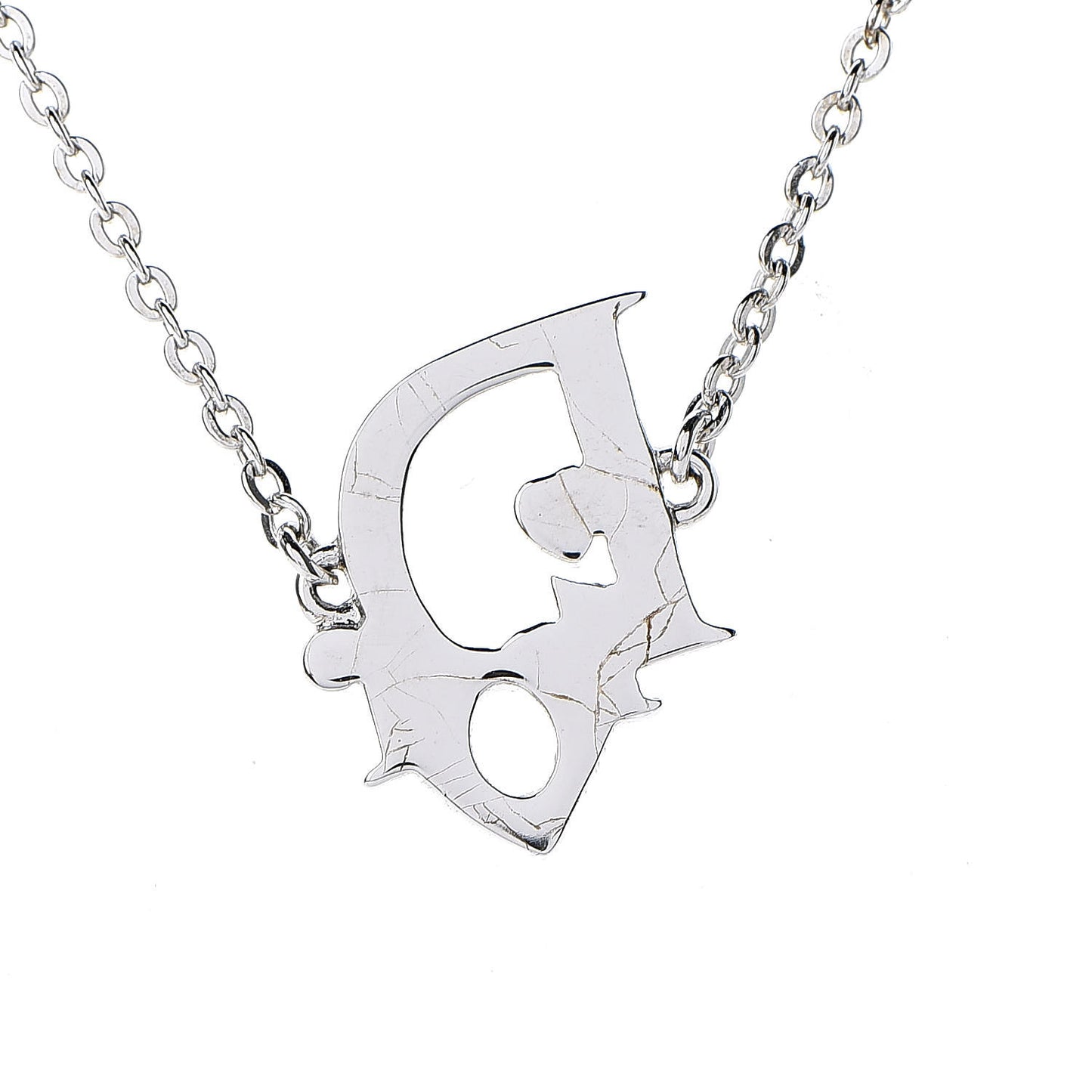 Logo Pendant Necklace Silver White