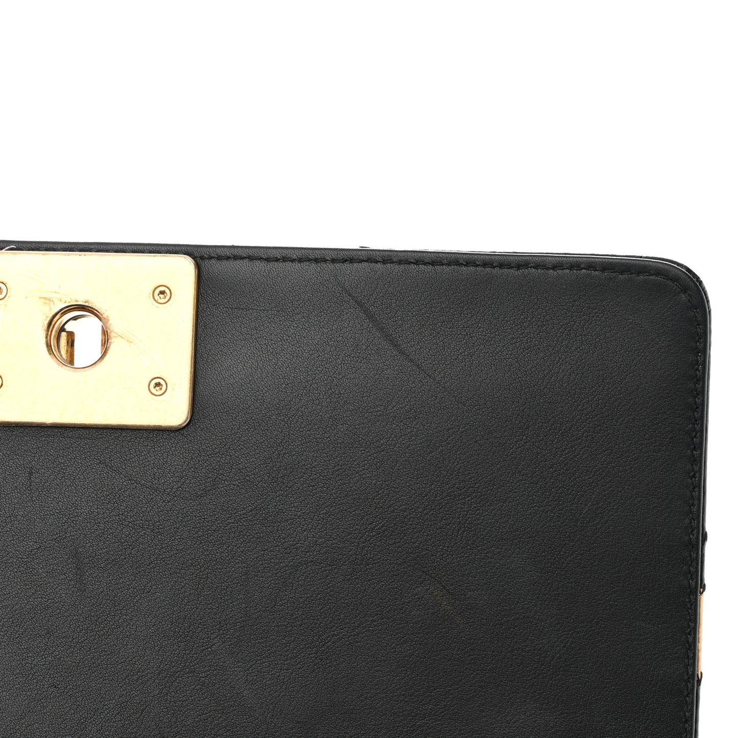 Crocodile Python Calfskin Embossed Medium Boy Flap Black Gold