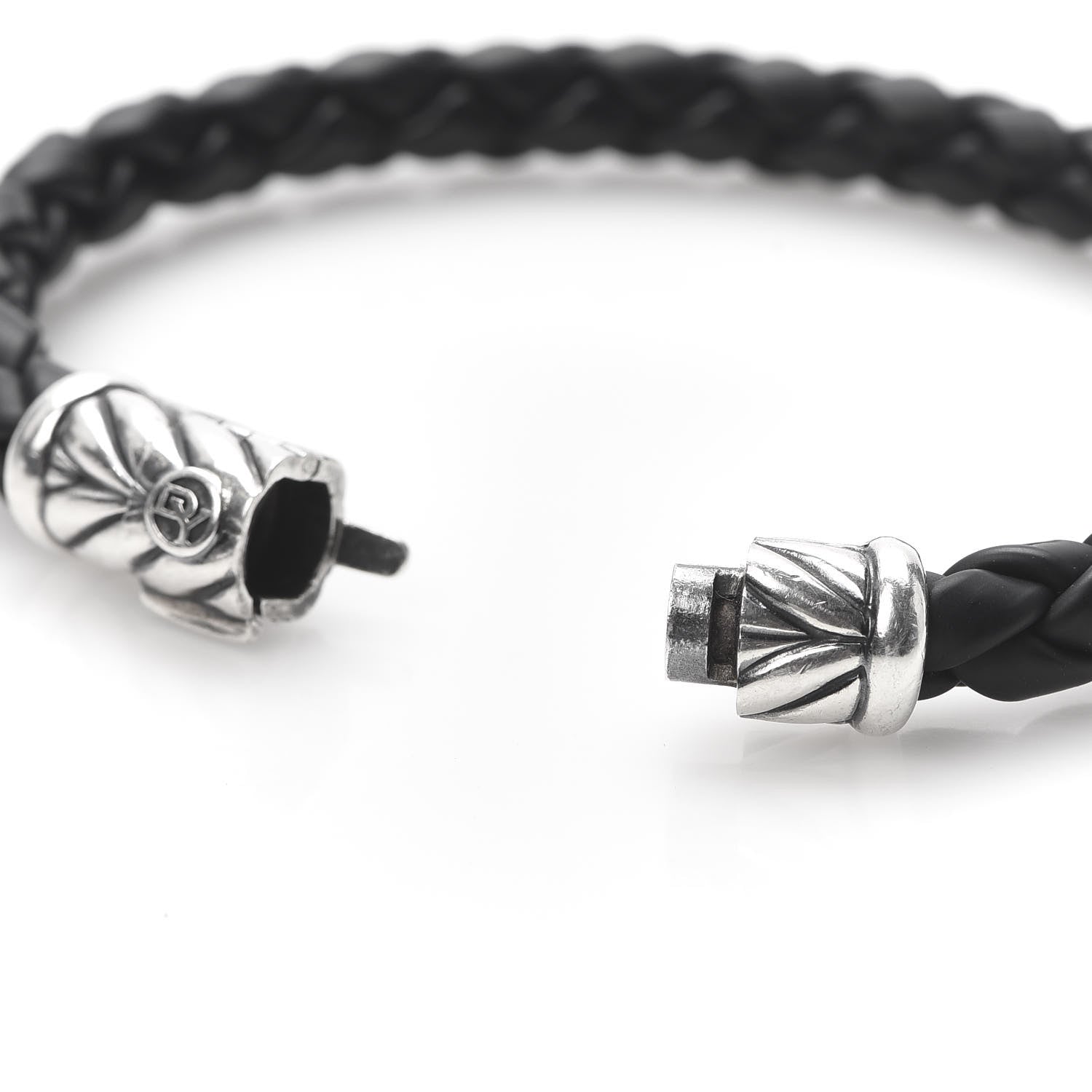 David Yurman Sterling Silver Rubber 8mm Chevron Weave Bracelet Black 4 of 5