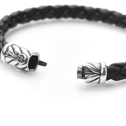 David Yurman Sterling Silver Rubber 8mm Chevron Weave Bracelet Black 4 of 5