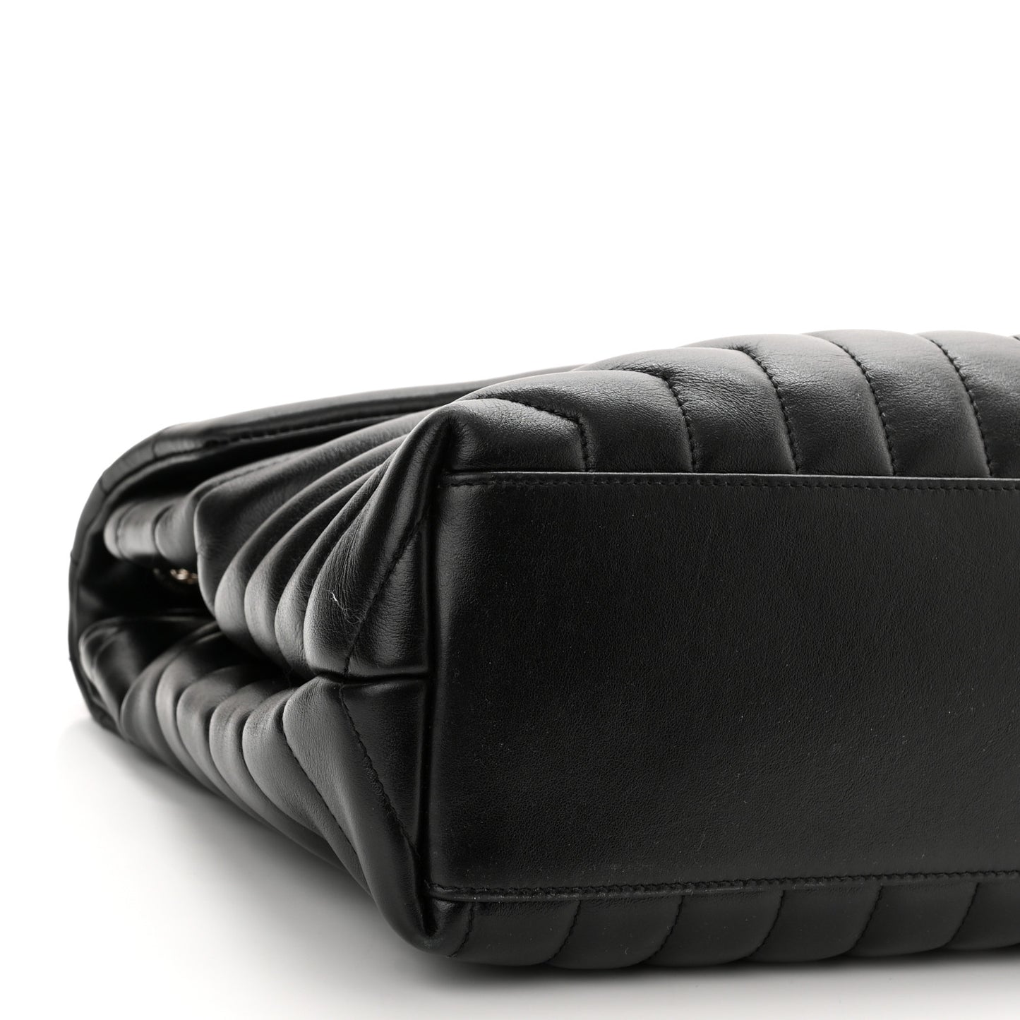 Calfskin Y Quilted Monogram Medium Loulou Chain Satchel Black