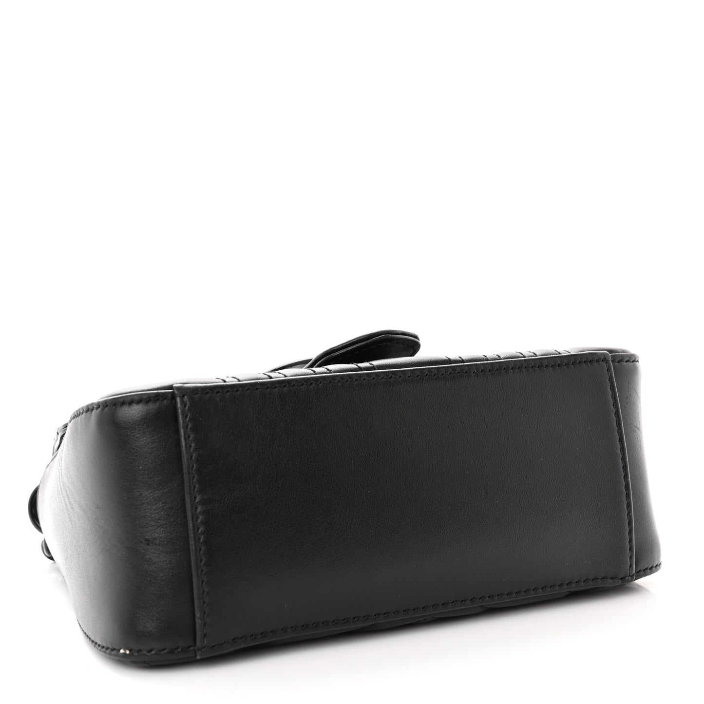 Calfskin Matelasse Monochrome Mini GG Marmont Top Handle Shoulder Bag Black