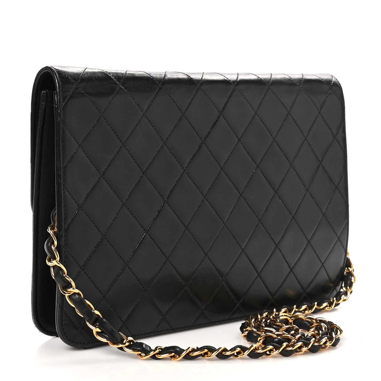 Lambskin Quilted Small Single Flap Black