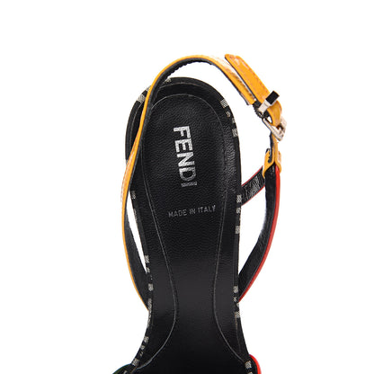 Fendi Patent Zucchino Slingback Sandal Pumps 37 Multicolor 6 of 8