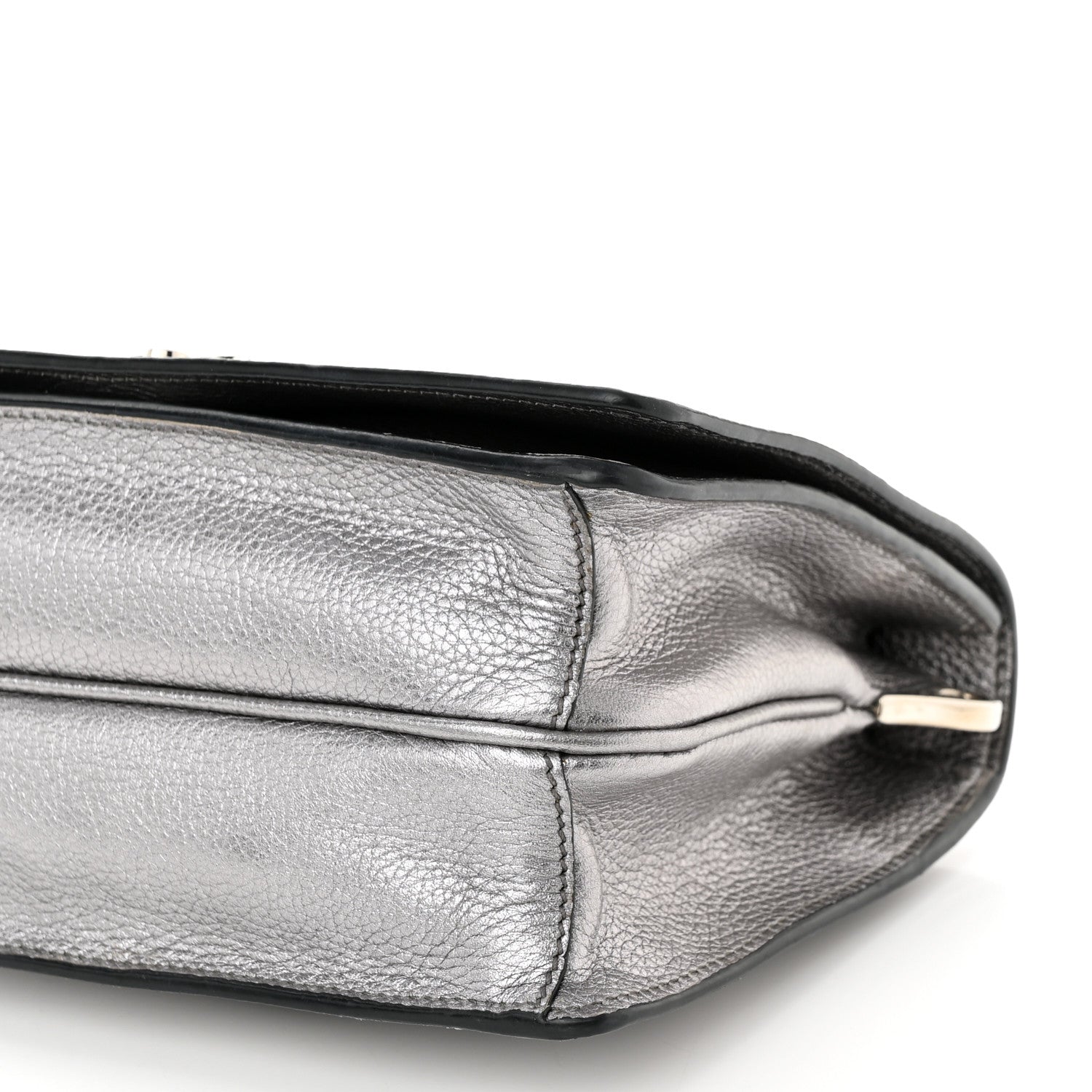 Prada Metallic Vitello Daino Flap Crossbody Cromo 9 of 10