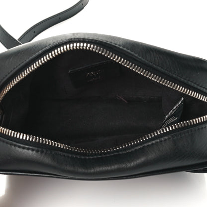 Fendi Glazed Fabric Vitello Century FF 1974 Stamp Patch Mini Camera Case Mogano Panna Black 5 of 12