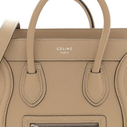 Celine Drummed Calfskin Nano Luggage Dune 8 of 15