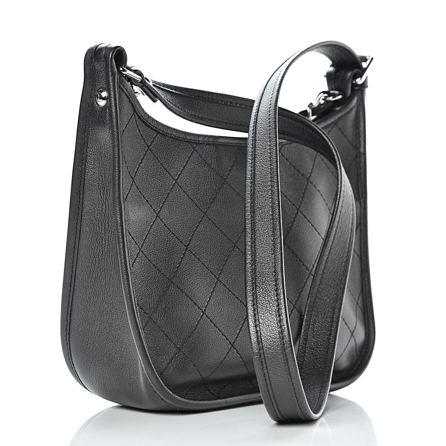 Chanel Calfskin Quilted Jungle Stroll Hobo Bag Black 3 of 11