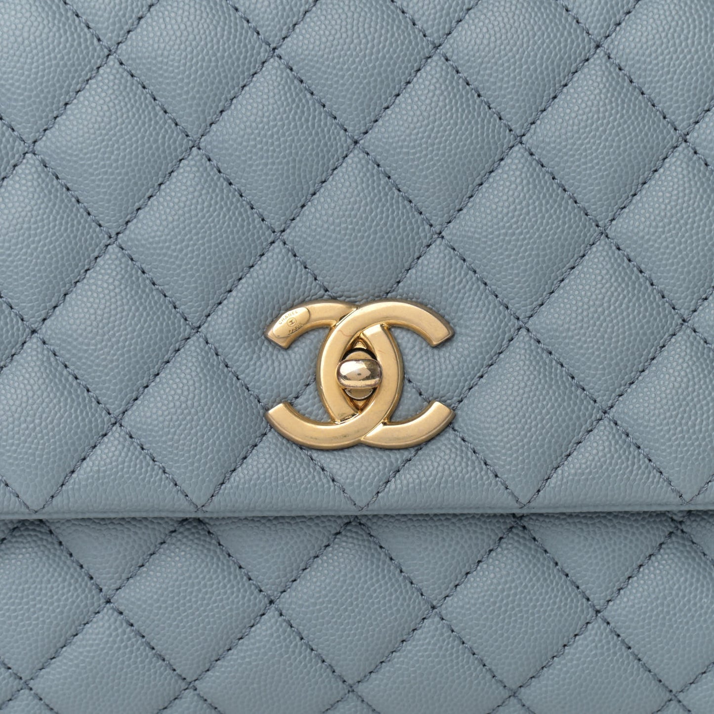 Caviar Quilted Small Coco Handle Flap Light Blue