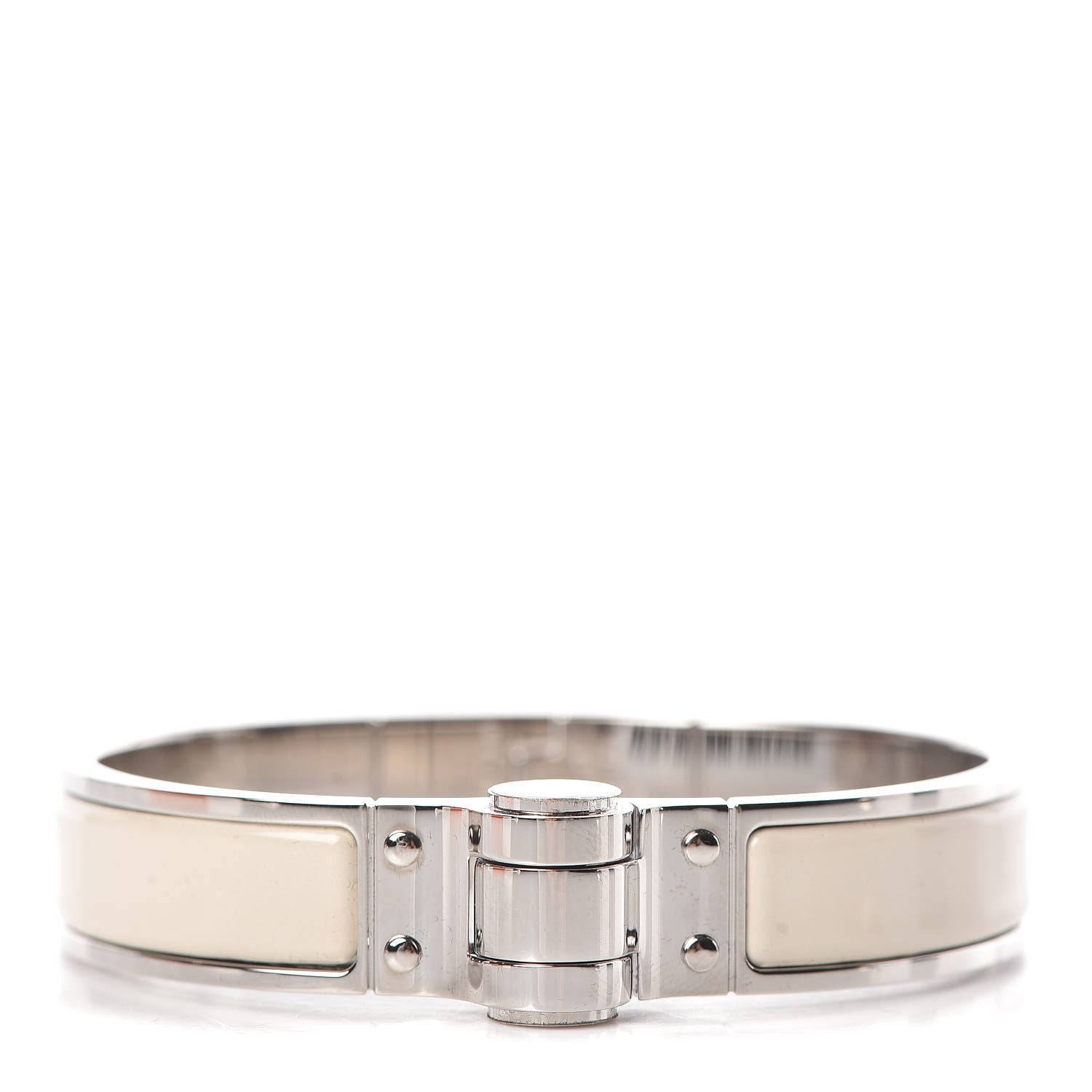 Hermes Enamel Charniere Uni Narrow Hinged Bracelet S Pannacotta 1 of 5