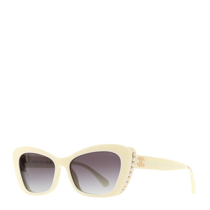 Chanel Acetate Pearl Cat Eye CC Sunglasses 5481-H White 1 of 7