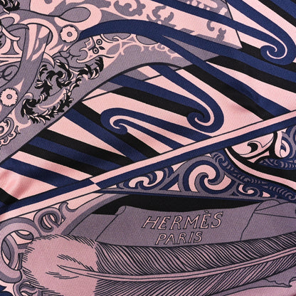 Hermes Silk Kawa Ora Scarf 90 Rose Thé Marine Black 2 of 3