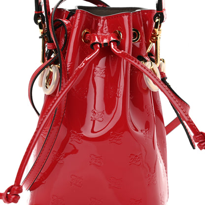 Fendi Vitello Vernice Mou F is Fendi Karligraphy Embossed Mini Mon Tresor Bucket Bag Rosso Cardinale 8 of 10