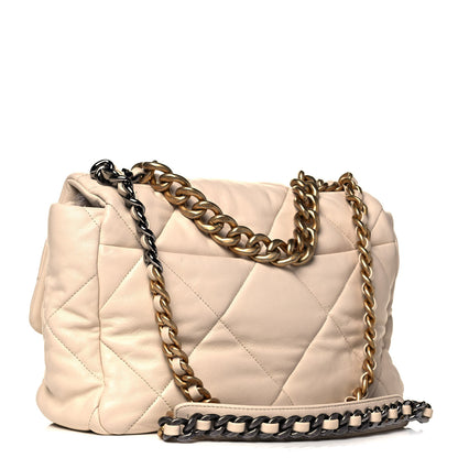 Chanel Lambskin Quilted Large Chanel 19 Flap Beige 3 of 9