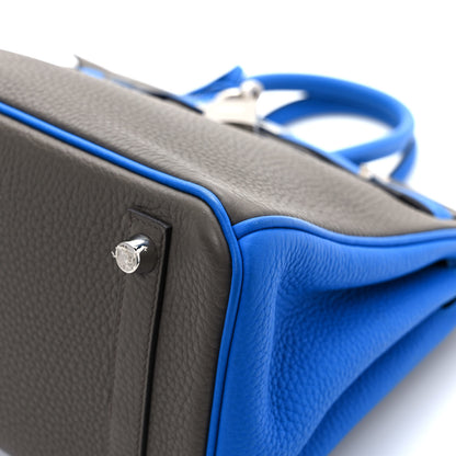 Hermes Taurillon Clemence Horseshoe Birkin 25 Etain Blue Zellige 11 of 11