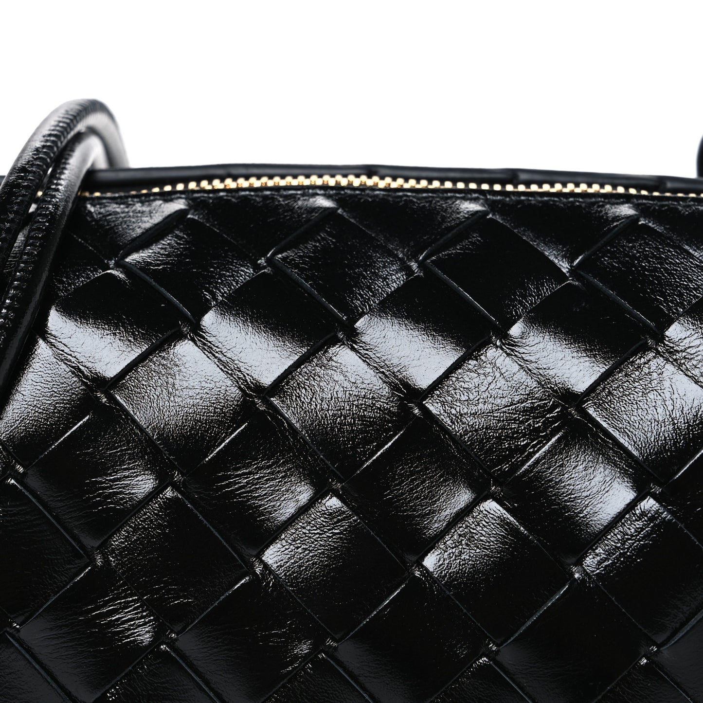 Polished Nappa Intrecciato Metallic Knot Mini Loop Camera Bag Black