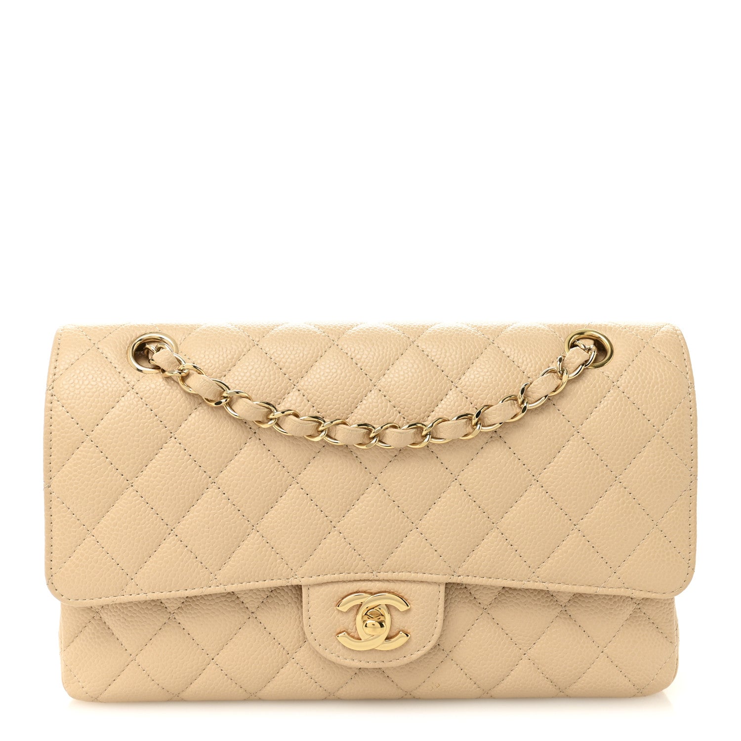 Chanel Caviar Quilted Medium Double Flap Beige 1 of 10