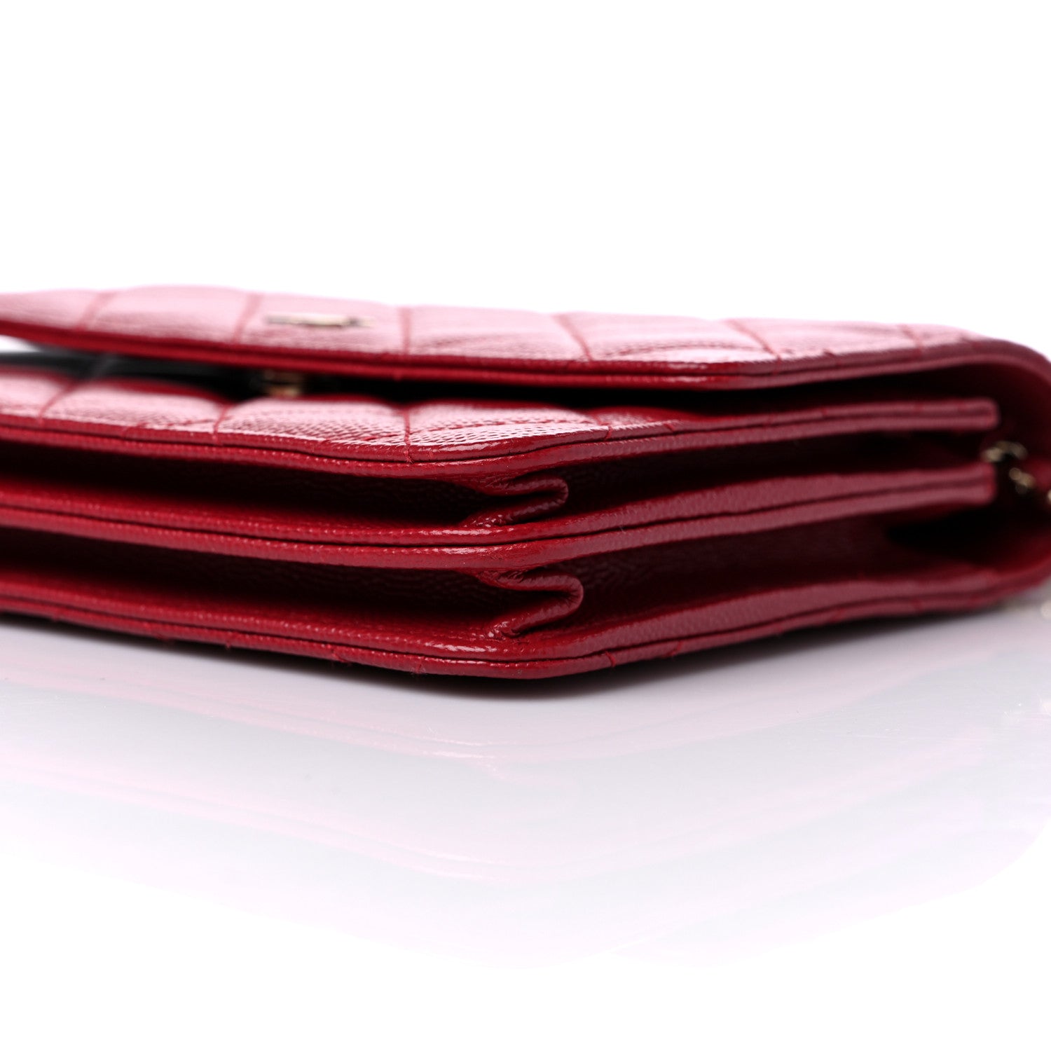 Chanel Caviar Quilted Square Wallet On Chain WOC Dark Red 9 of 13