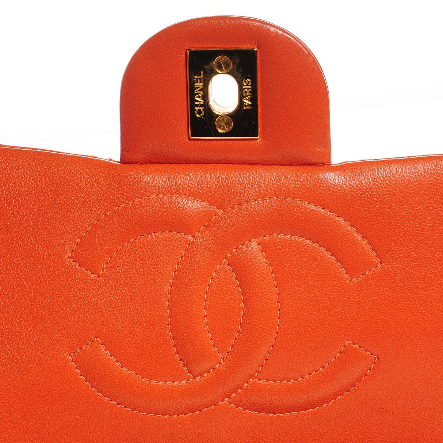 Lambskin Quilted Backpack Orange