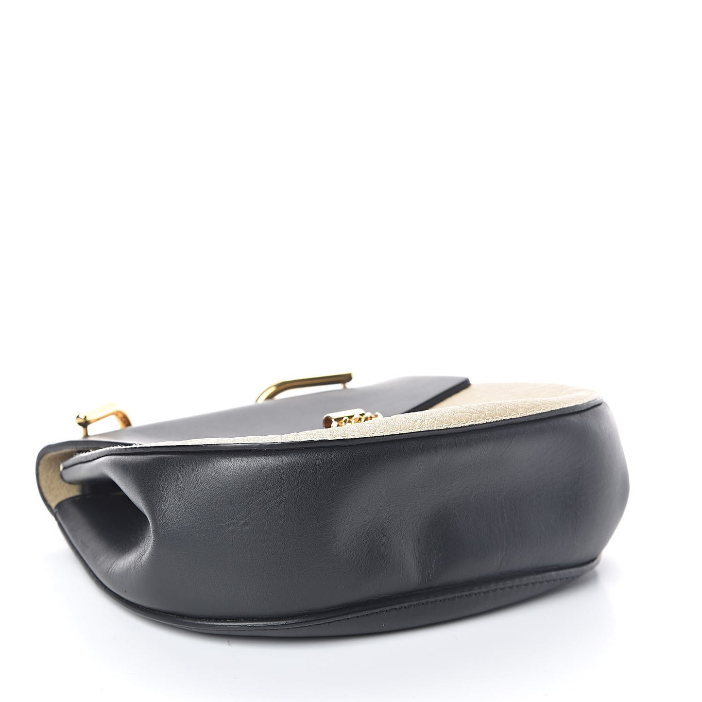 Grained Calfskin Lambskin Mini Bi-Color Drew Shoulder Bag Ivory Black