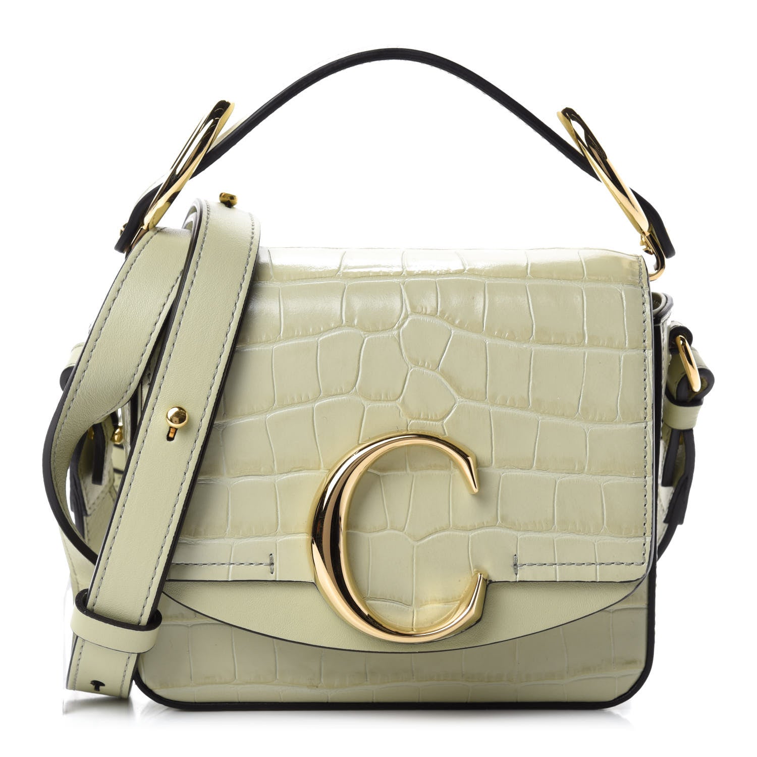 Chloe Calfskin Crocodile Embossed Mini C Double Carry Light Eucalyptus 1 of 9