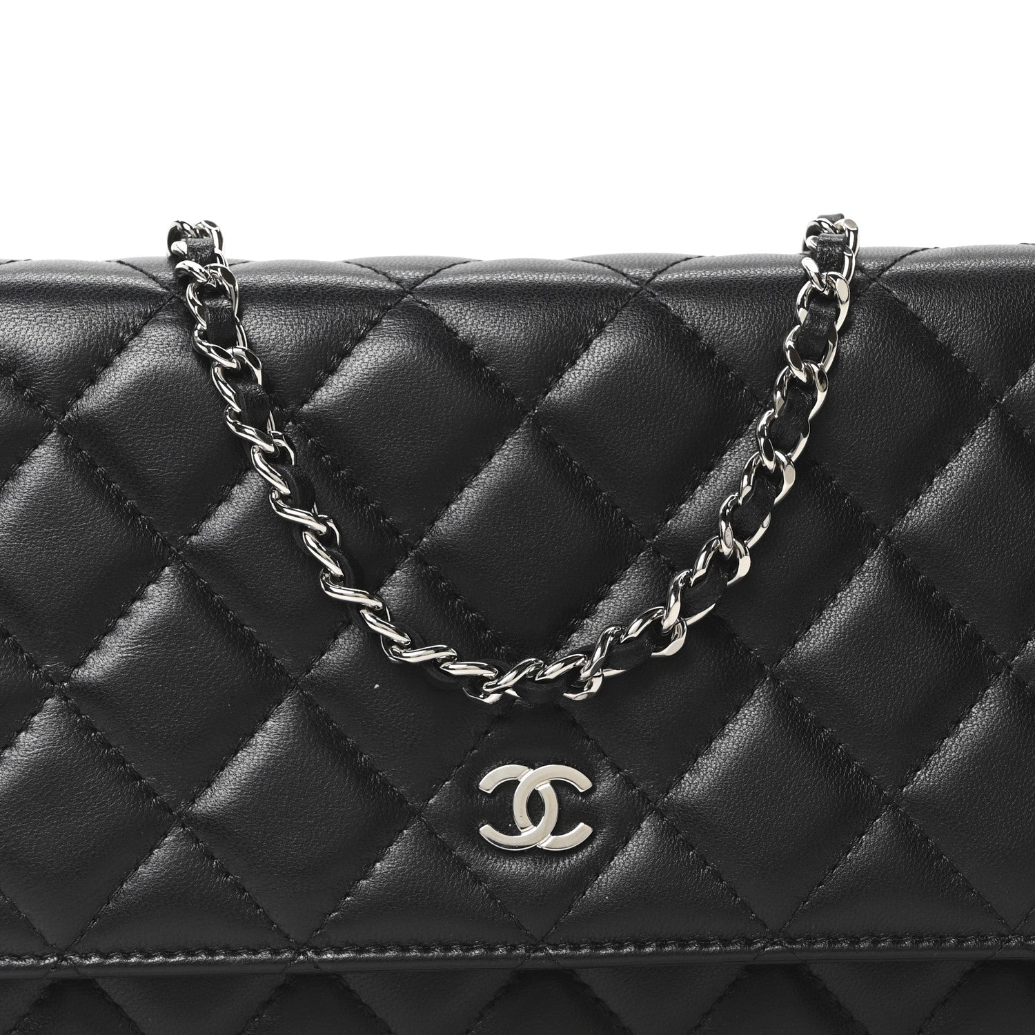 Chanel Lambskin Quilted Wallet On Chain WOC Black 8 of 11