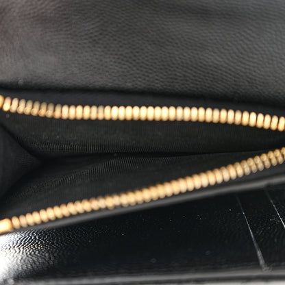 Saint Laurent Grain De Poudre Mixed Matelasse Triquilt Monogram Compact Tri Fold Wallet Black 6 of 10