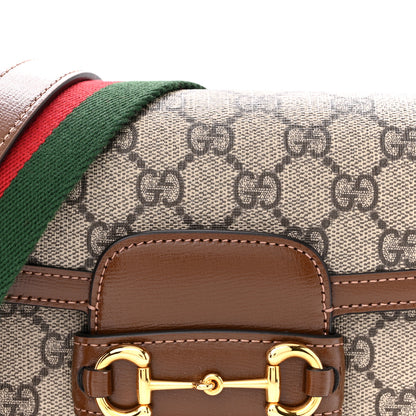 Gucci GG Supreme Monogram Web Mini Horsebit 1955 Shoulder Bag Beige Brown Sugar 8 of 11