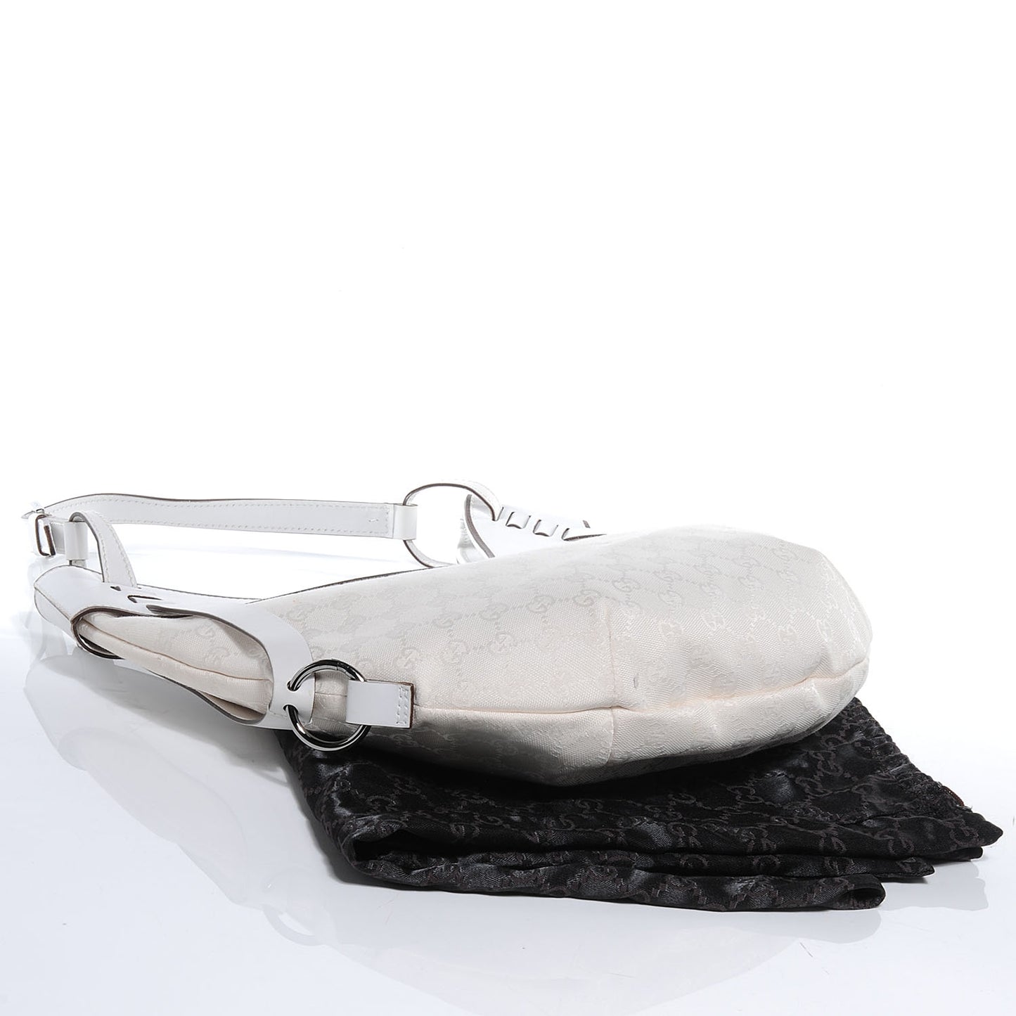 Monogram Half Moon Hobo White