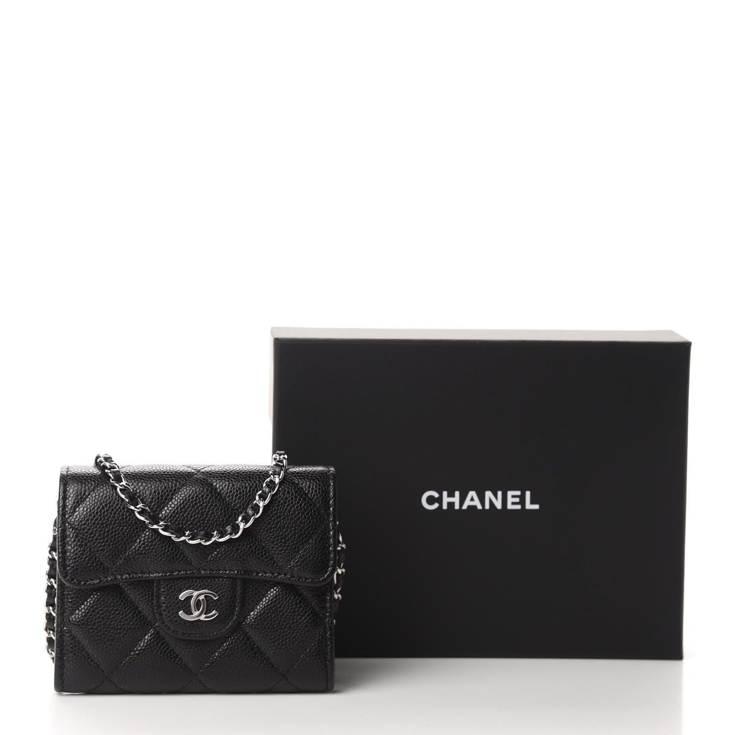 Chanel Caviar Quilted Flap Card Holder On Chain Black 12 of 12