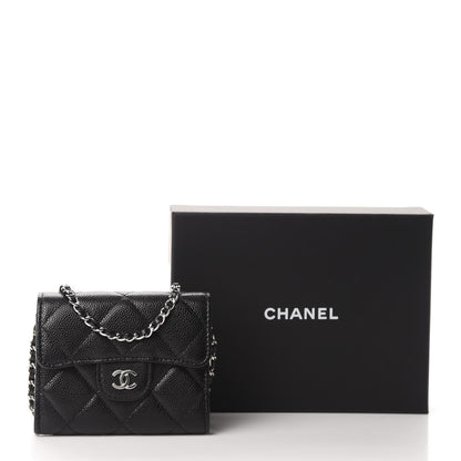 Chanel Caviar Quilted Flap Card Holder On Chain Black 12 of 12