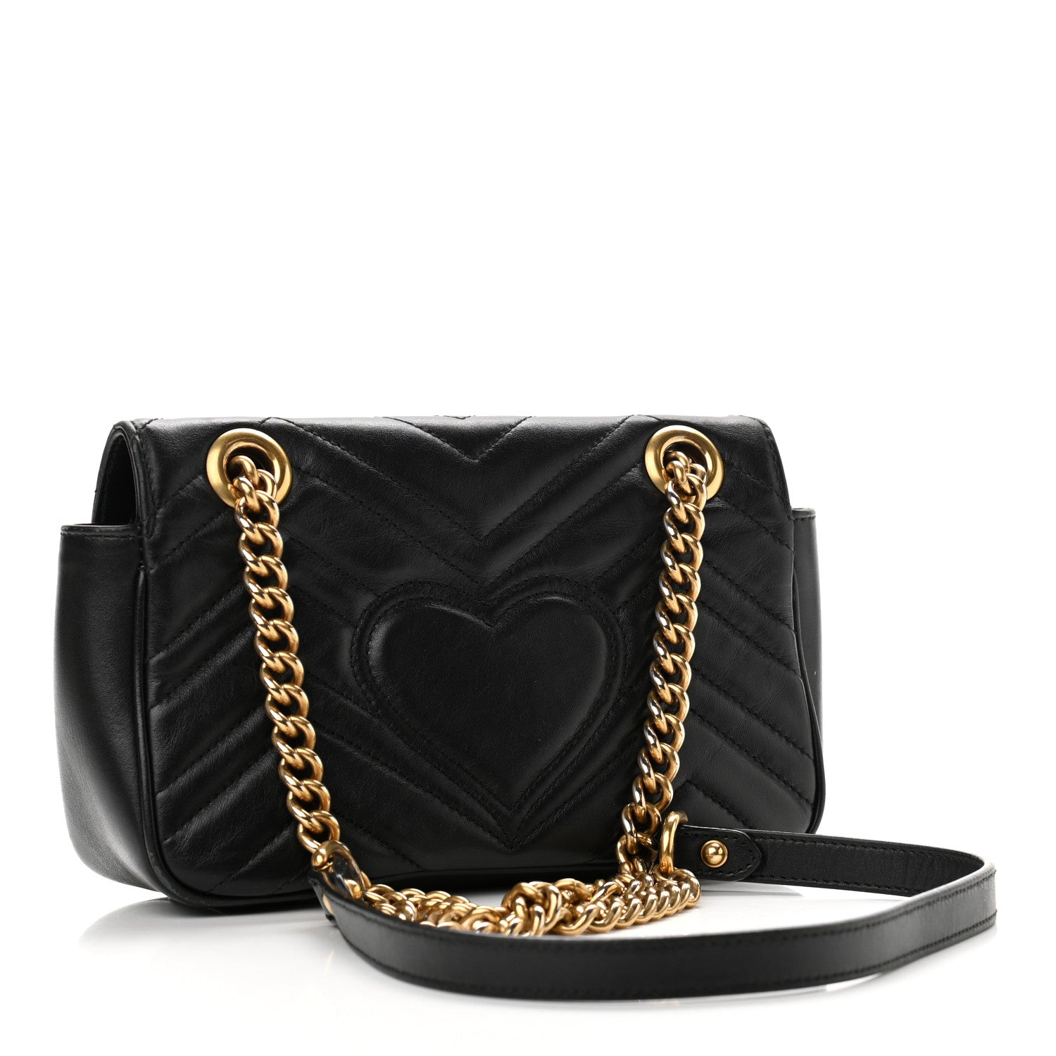 Gucci Calfskin Matelasse Mini GG Marmont Shoulder Bag Black 2 of 17