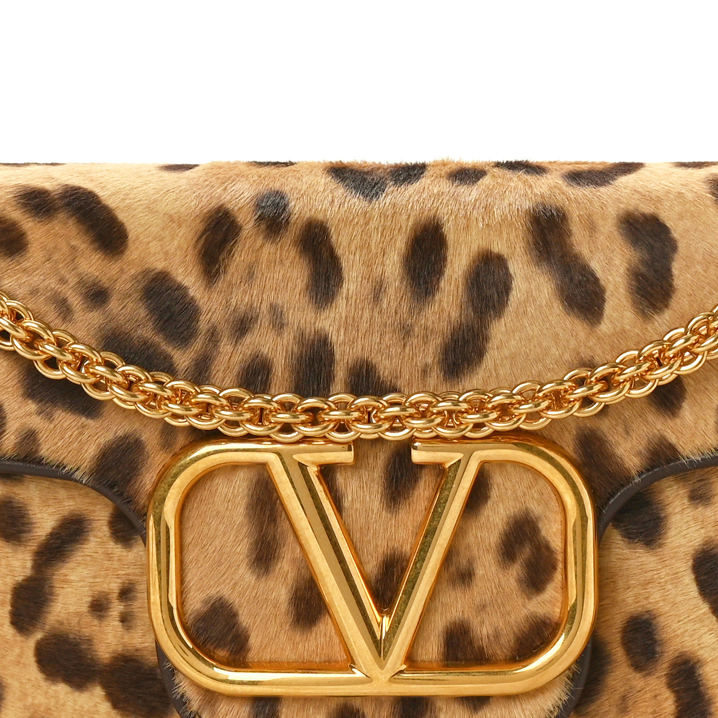 Valentino Garavani Pony Hair Leopard Vlogo Loco Shoulder Bag Champagne Testa Di Moro Fondant 7 of 9