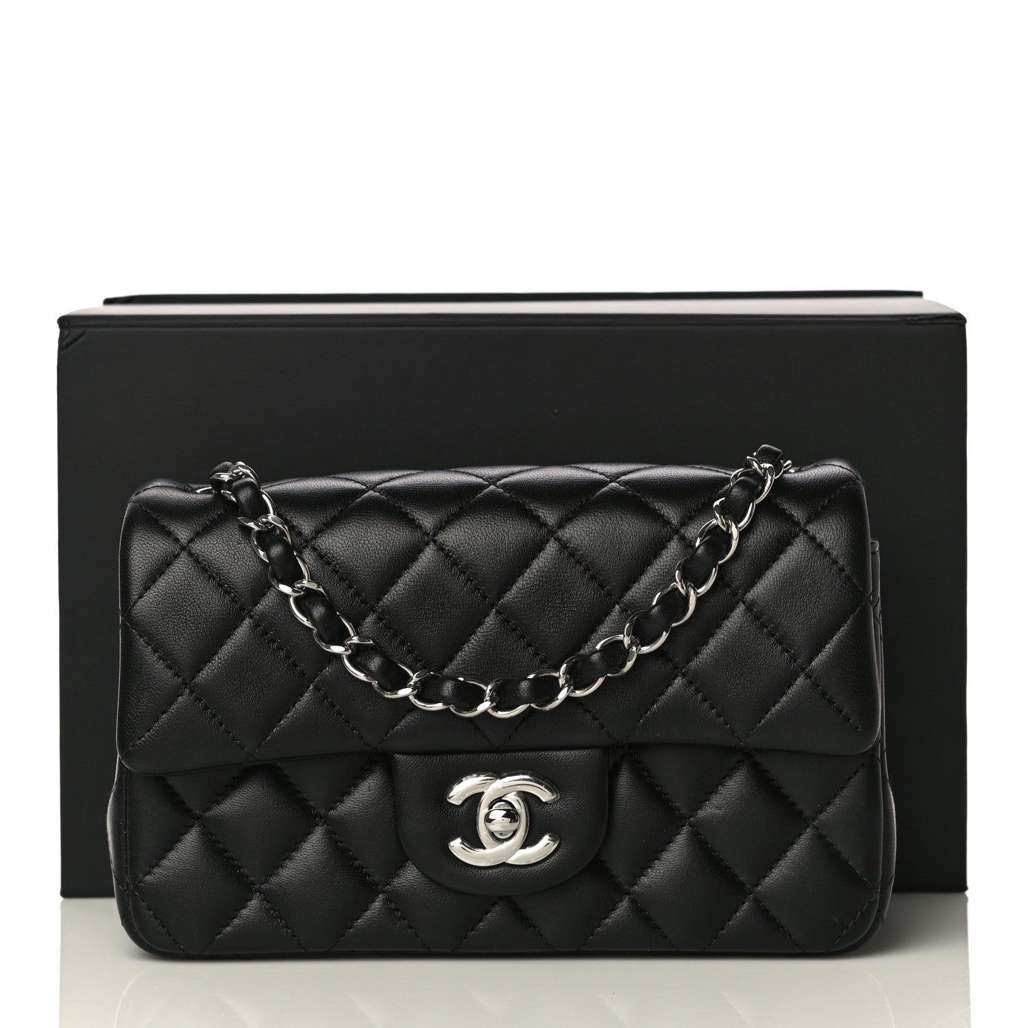 Chanel Lambskin Quilted Mini Rectangular Flap Black 15 of 15