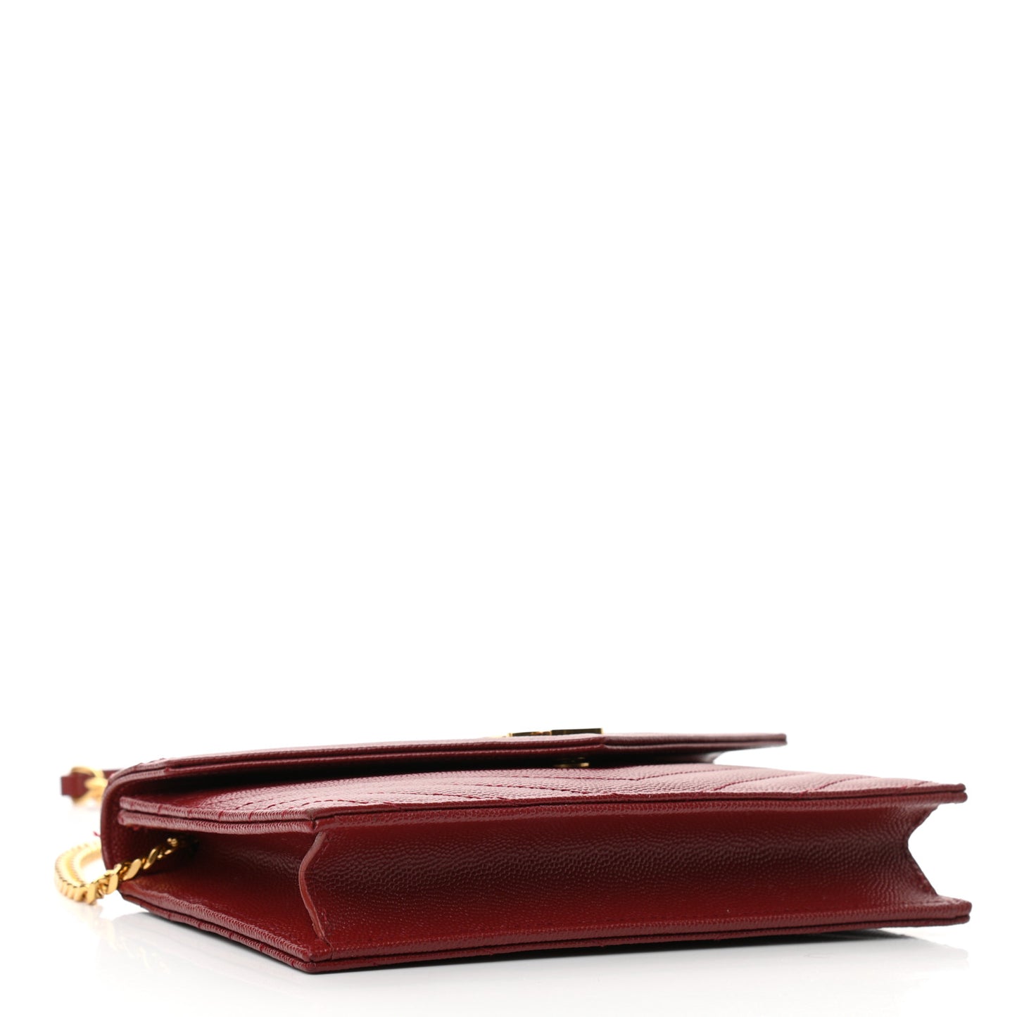 Grain De Poudre Matelasse Chevron Monogram Envelope Chain Wallet Opyum Red