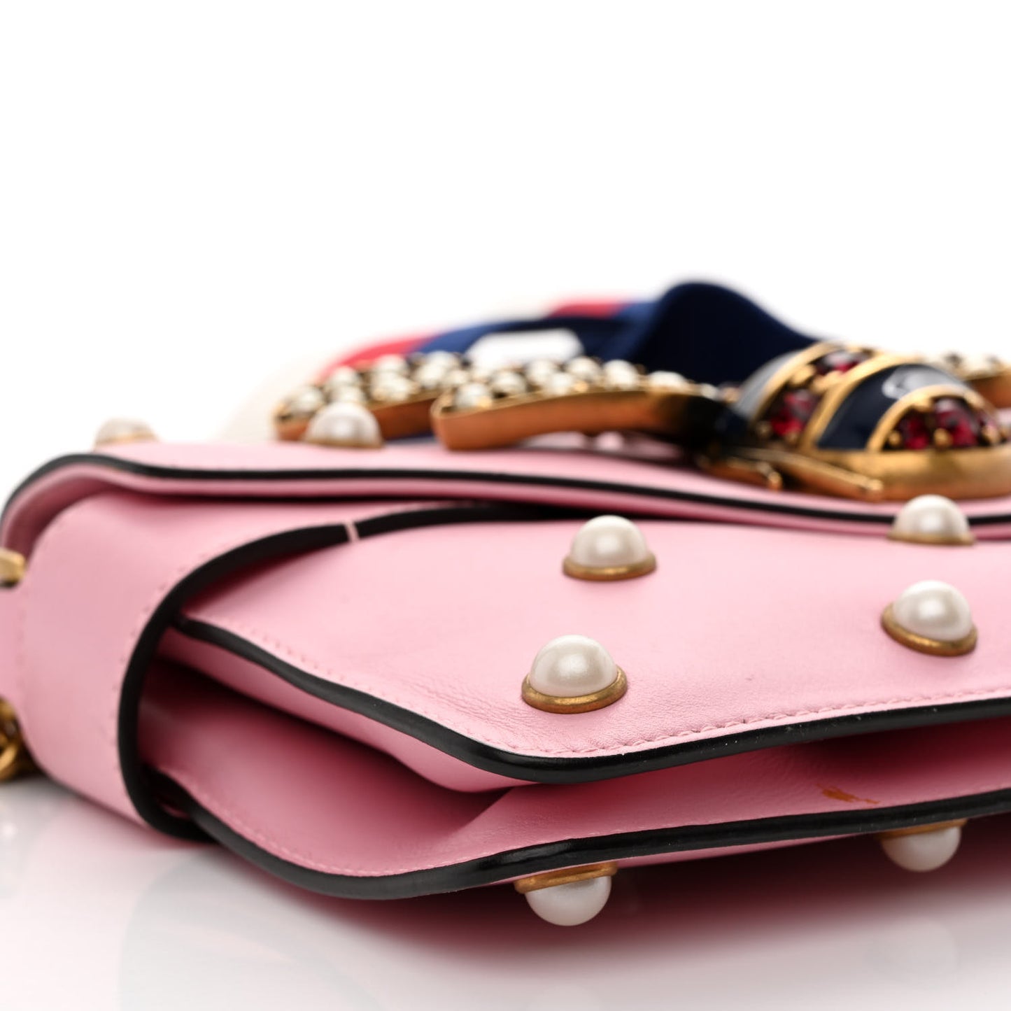 Nappa Pearl Studded Mini Queen Margaret Broadway Shoulder Bag Sugar Pink